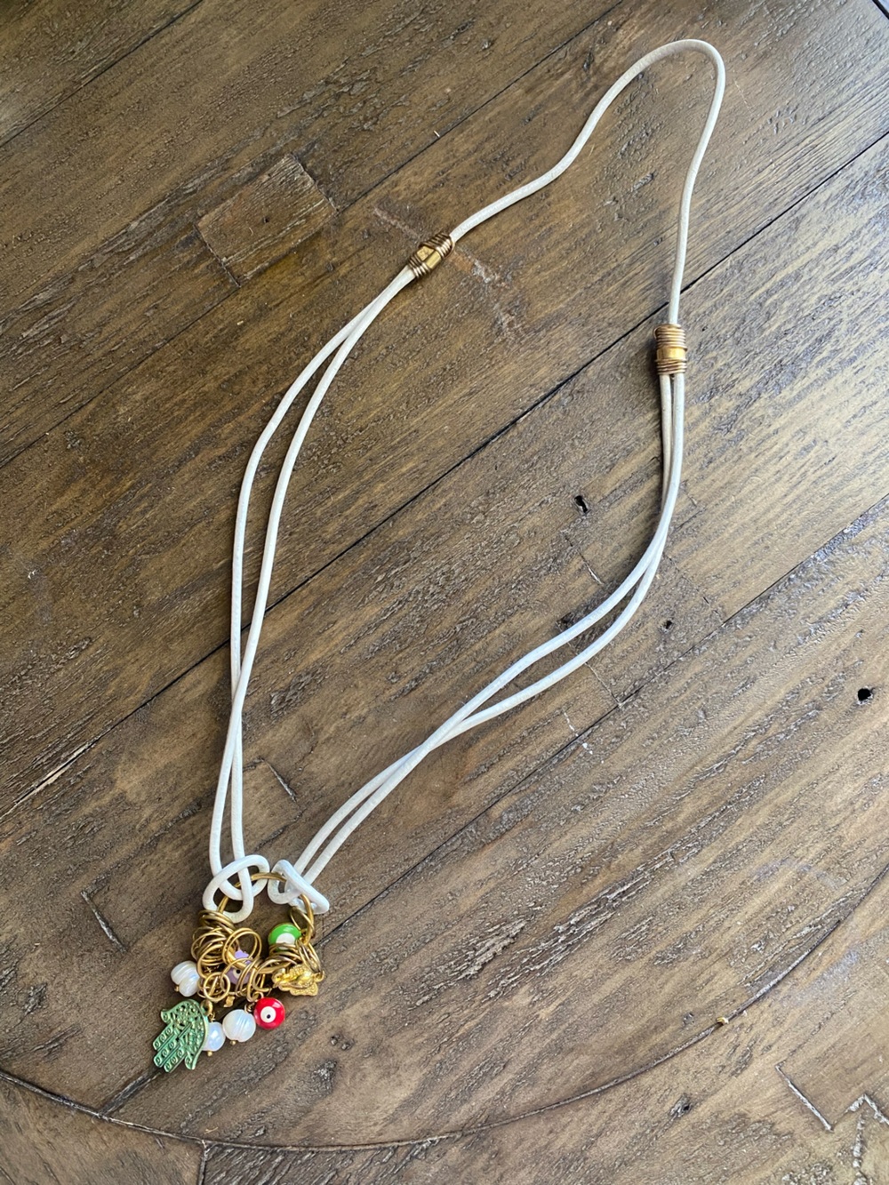 White and Gold Slip-On Boho Necklace
